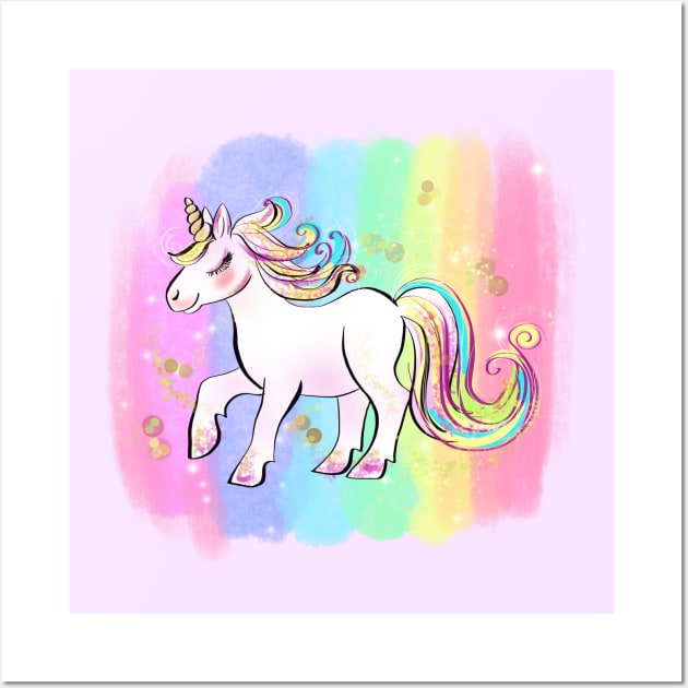 fairy unicorn with rainbow Wall Art by sonaart